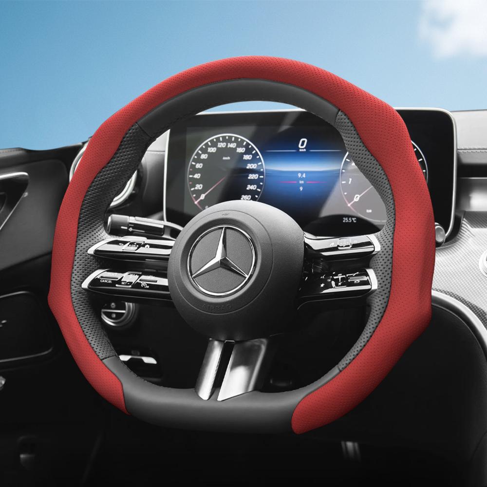 Подходит для Mercedes-Benz, Чехол на руль из перфорированной кожи, Нескользящий, Впитывающий пот, Дышащий, Интегрированный защитный чехол V g S a E C Cla