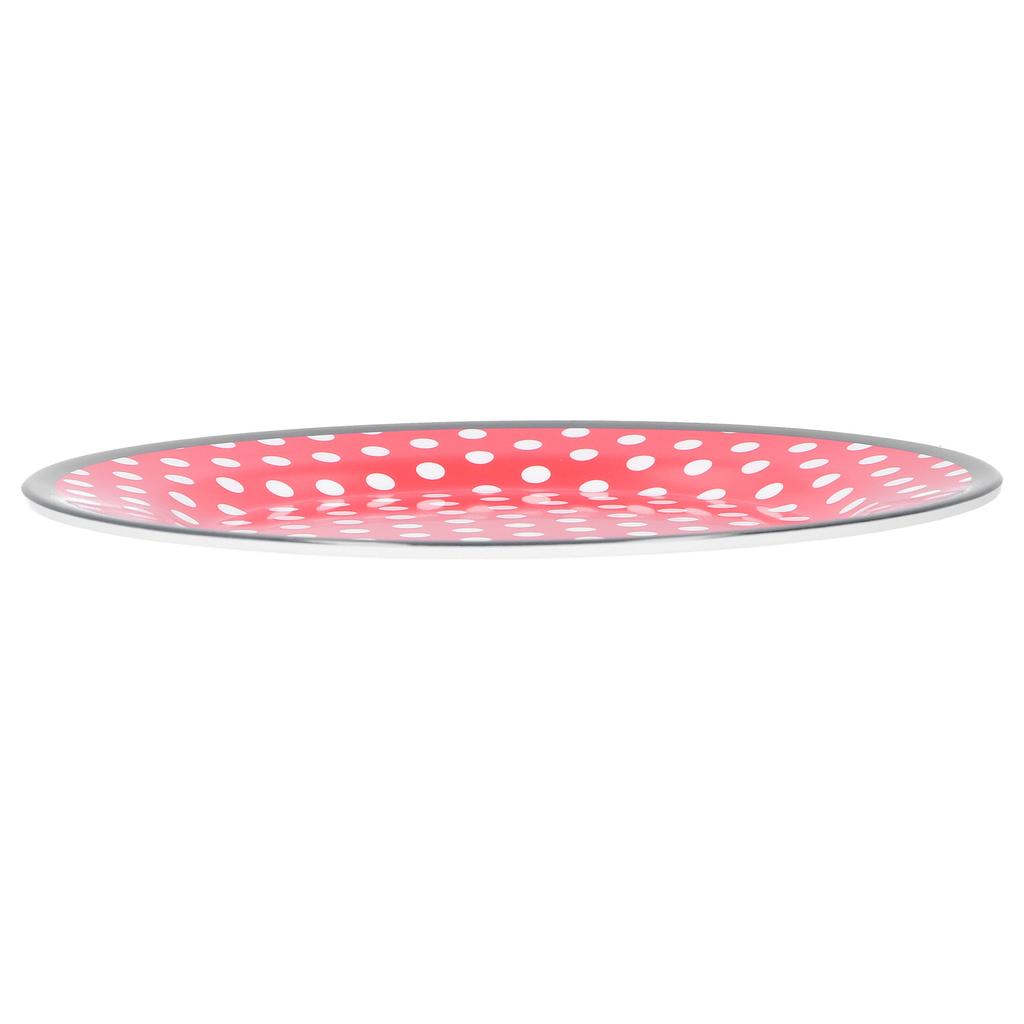 12PCS Salad Plate HighGrade Imitation Porcelain Dinnerware Tableware for Home Use(Red Dot )