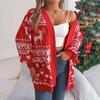 Vintage Christmas Knitwear Cardigan Loose V Neck Sweater Long Sleeve Top Winter Autumn Print Fashion
