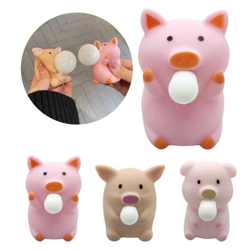 Милая маленькая свинка, игрушка-сквиши, снимайте стресс и расслабляйтесь с забавным пусканием пузырей!