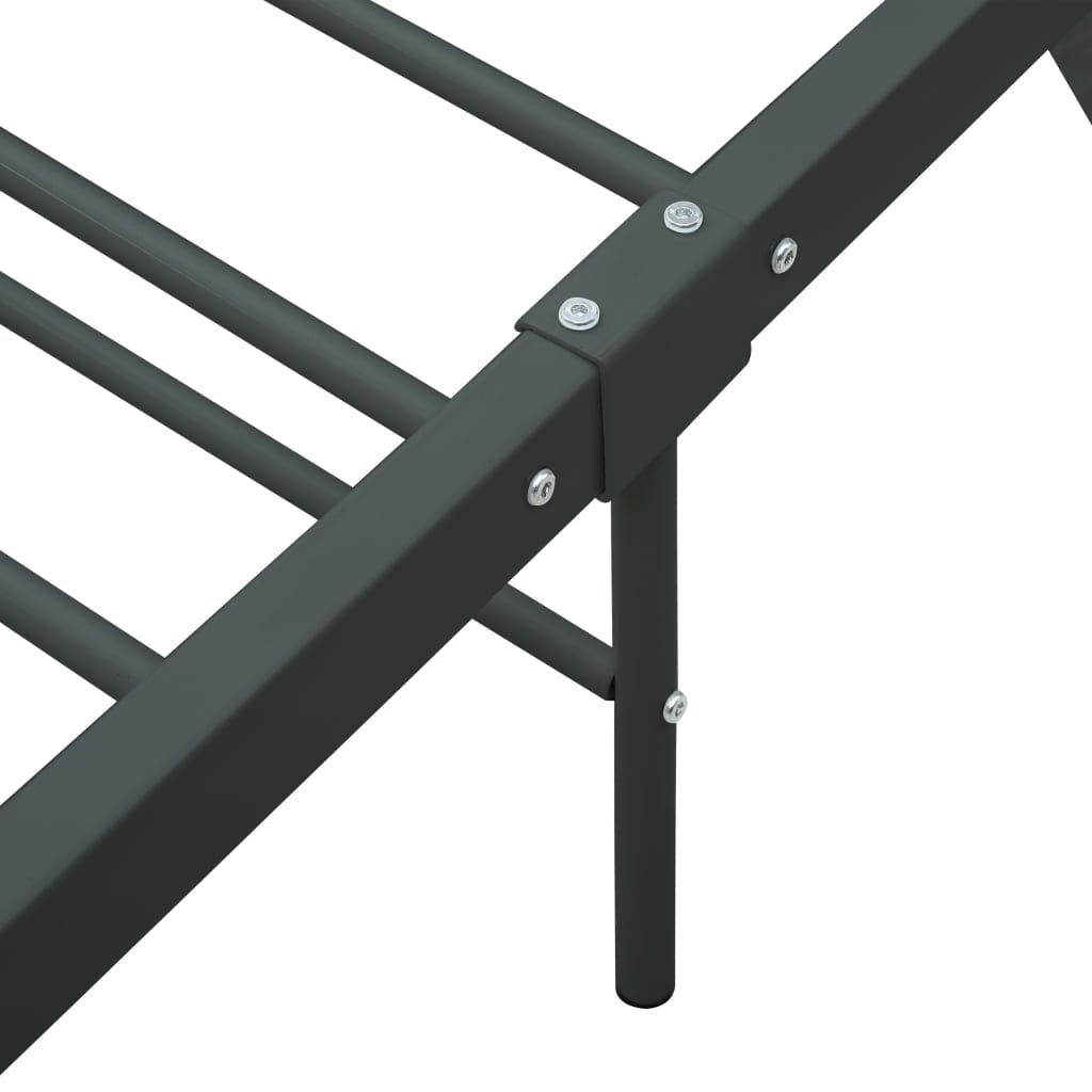Double Bed Frame Gray Metal 120 x 200 cm
