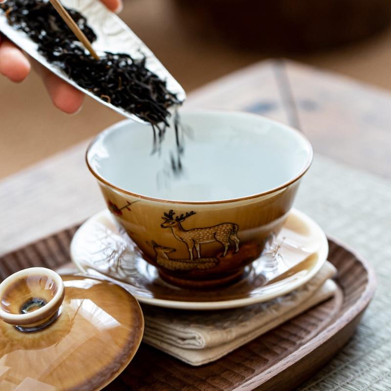 150 мл Керамическая чаша с крышкой, Чаша для чая, меняющая цвет в печи