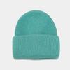 Angola Rabbit Fur Warm Solid Color Knitted Hat Women's Autumn and Winter Versatile Candy Color Vertical Stripe Thickened Ear Protection Hat