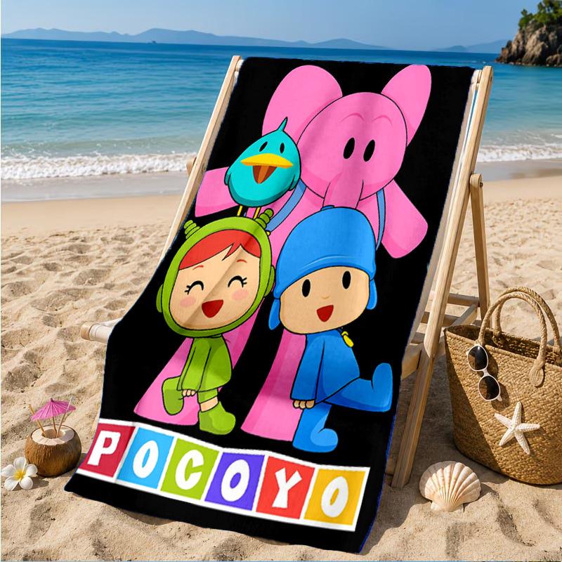 Pocoyo's Colorful Adventure Beach Towel, Quick-drying, Easy to Care for, Suitable for Both Fitness and Beach Vacations,Sports Essential