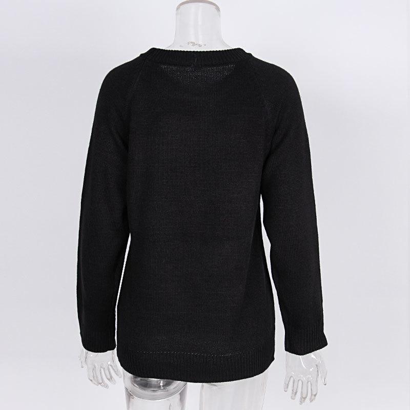 Женский осенне-зимний трикотажный свитер с круглым вырезом и леопардовым принтом Love Sweater