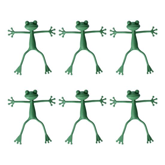 6 шт. Зеленая лягушка, опора для растений, держатель для стебля растения в форме лягушки, держатель для небольших горшечных растений, суккулентов, садовое украшение