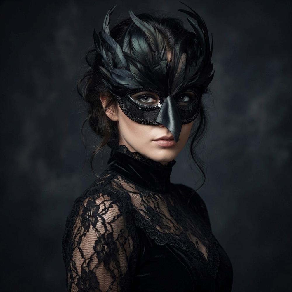 Gothic Style Black Feather Mask Bird Mouth Cosplay Mask Makeup Accessory Crow Mask Cosplay Props