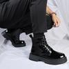Мужские высокие модные глянцевые туфли, новые мотоциклетные и ботильоны, водонепроницаемые ботинки, мужские кожаные туфли, мужские повседневные ботинки, осень