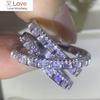 Stylish Female Cross Design Ring with Brilliant Crystal CZ Fashion Women's Wedding Accessories Delicate Luxury Jewelry