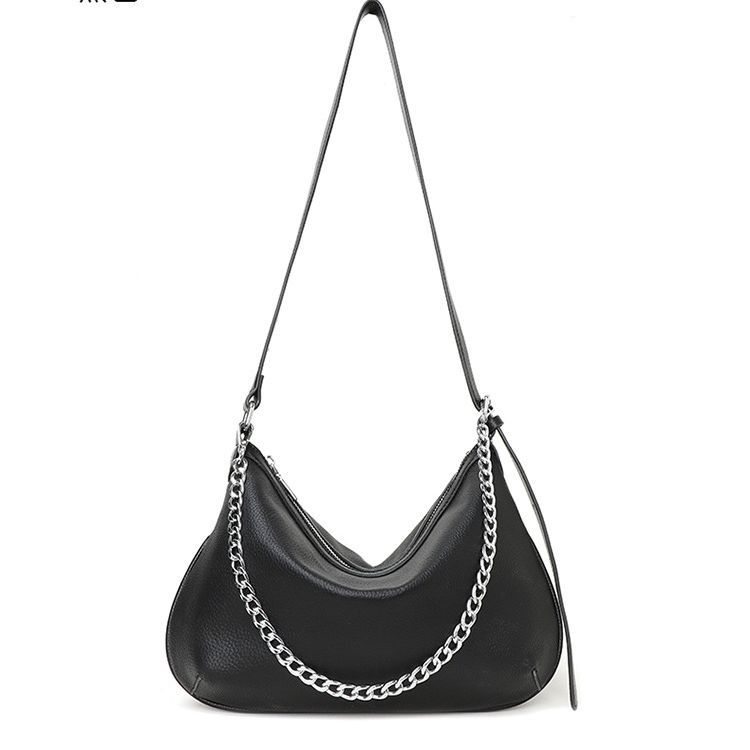 Leather Chain Tote Bag, Simple Premium Underarm Bag, Large Capacity Casual Single Shoulder Oblique Span Women