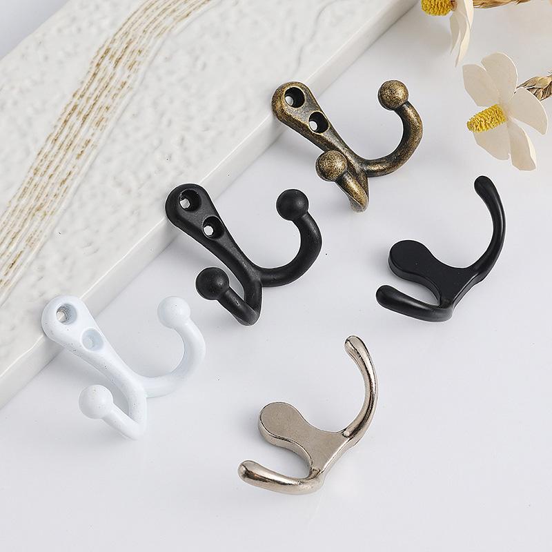 1Pc Double Head Robe Coat Hooks for Wall Door Key Bag Towel Hanger Holder Vintage Wall Mounted Storage Hook Bathroom Organizer