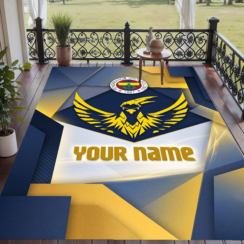 Custom Text Printed Rug Fenerbahçe FC Non Slip Floor Carpet For Home Room Decor
