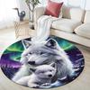 White Wolves Round Area Rug,Carpet Rug for Living Room Bedroom Sofa Playroom Decor,Non-slip Floor Mat