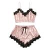 Women Sexy Lace Strappy Babydoll Lingerie Silk Satin Cami Top Shorts Nightwear Pyjama Set