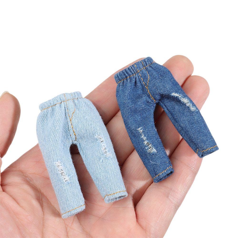 Quality 1/12 Dolls Clothes Accessories Fashion Ripped Pants Doll Jeans PU Leather Jackets Hoodies