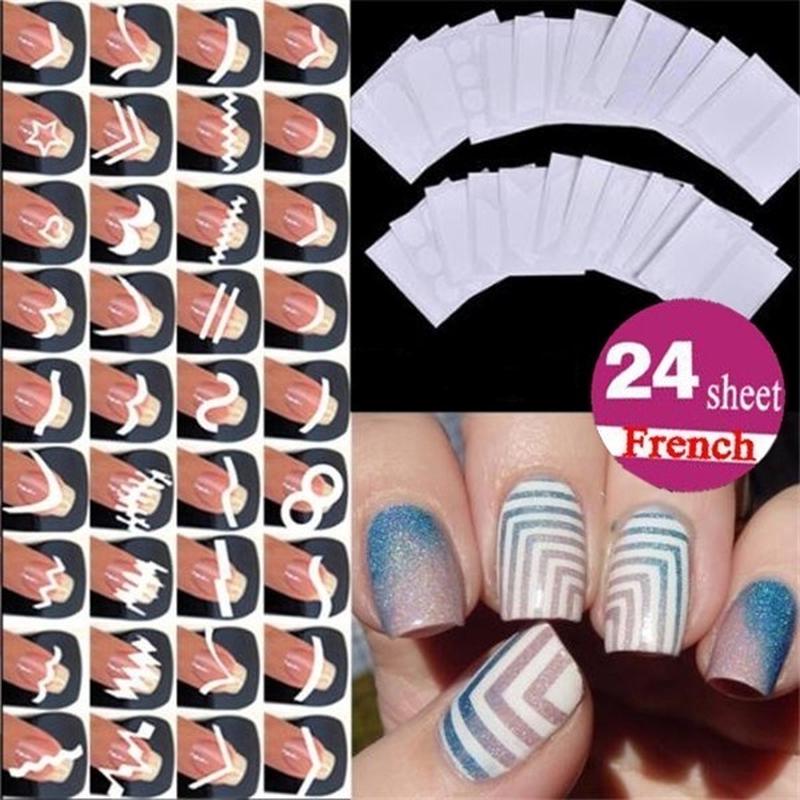 Трафарет для маникюра, трафарет для французского маникюра 24 листа