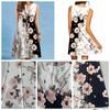 European American Cross Border Pullover Women Long Dress V Neck Sleeveless Sexy Print Large Loose Hem Foreign Trade Summer Beach Boho