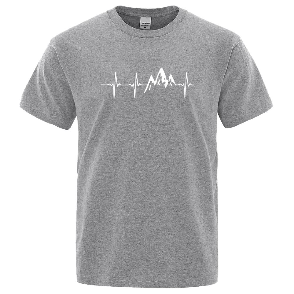 Mountain Ecg T Shirt Summer Men Women Short Sleeve T-Shirt Funny Harajuku Clothing Electrocardiogram Tshirt