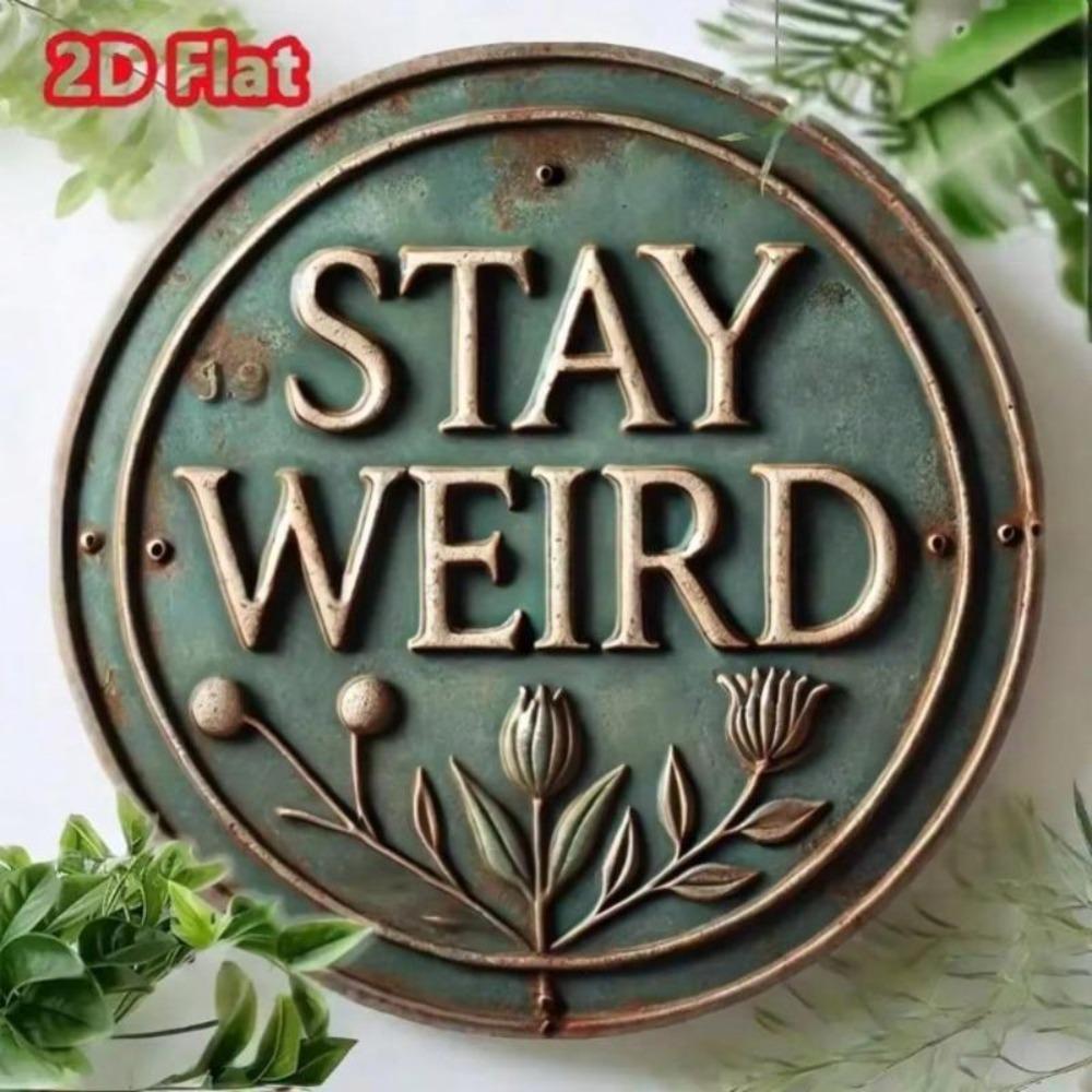Винтажная круглая металлическая табличка Stay Weird Креативный настенный декор Подарок