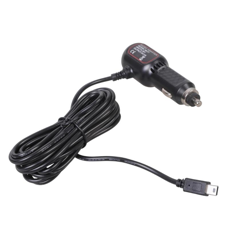 Кабель питания для видеорегистратора, мини-USB кабель для зарядки, автомобильное зарядное устройство 12 В до 5 В с USB-портом, адаптер питания.