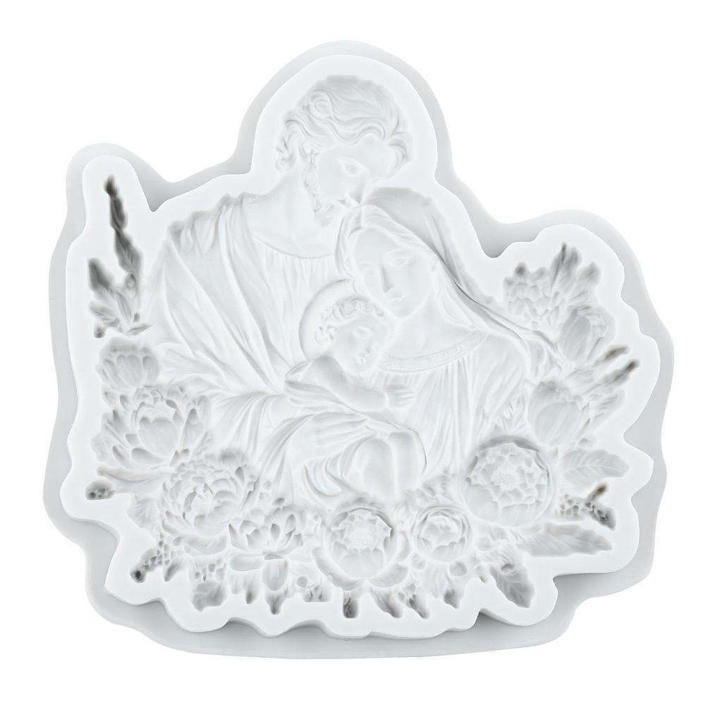 Силиконовая форма Иисус Семейство Иисуса Формы для мастики Инструменты для украшения торта Топпер для кекса Конфета Смола Глина Шоколад Форма для гампасты