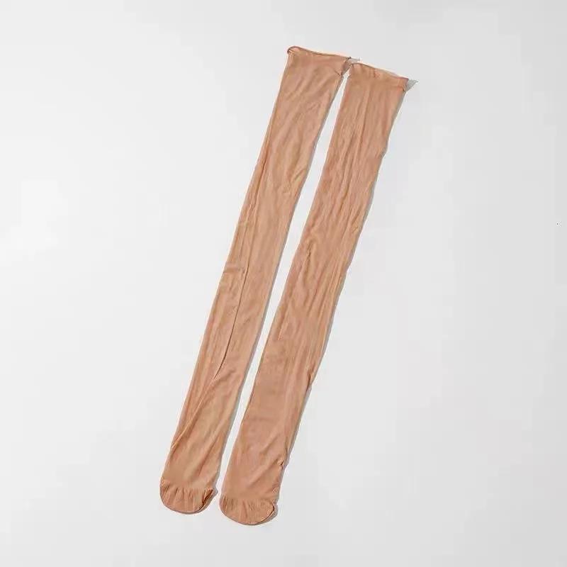 Чулки до бедра для женщин с кружевным поясом для чулок, блестящие прозрачные колготки с масляным эффектом, 8 денье