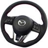 KENSTYLE Original Steering Wheel MB01 for Mazda Atenza All Black Leather with Red Stitching (GJ Series) 2012/11-2016/8,