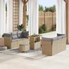 Garden Sofa Set with Cushions 9 pcs Beige Poly Rattan