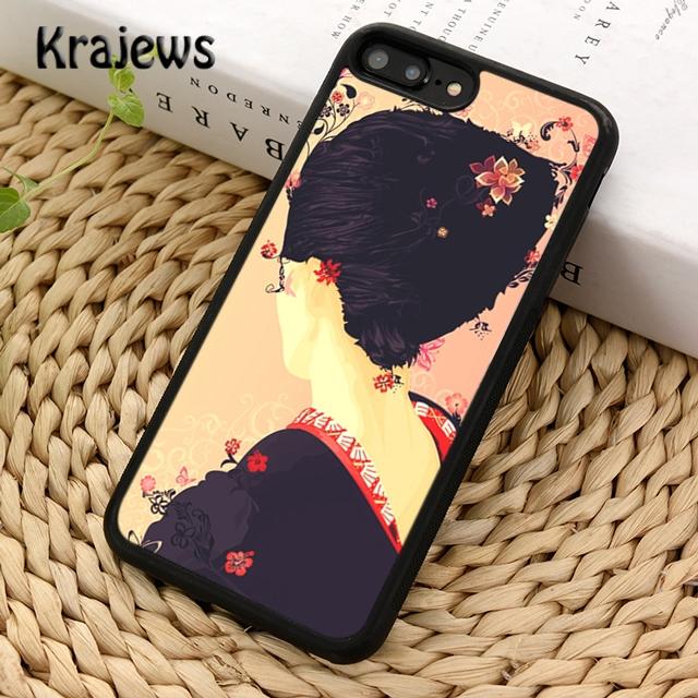 Krajews Japanese Geisha Soft Phone Case Cover For iPhone 17 Air 16 15 14 plus 11 12 13 pro max coque Shell Fundas