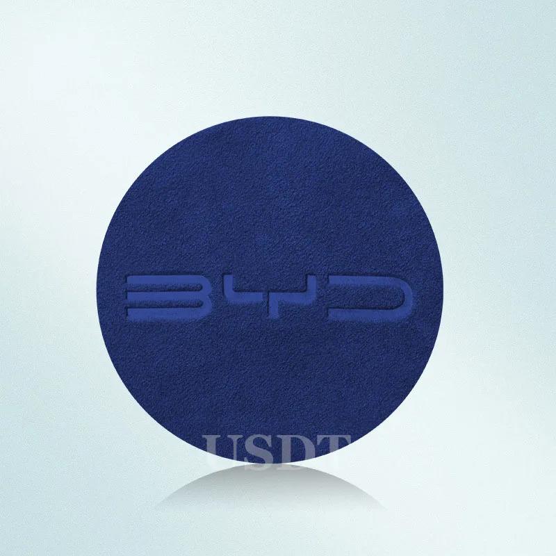 for BYD Seal Atto 4 EV 2024 2025 2026 Car Steering Wheel Front Emblem Badge Suede Sticker