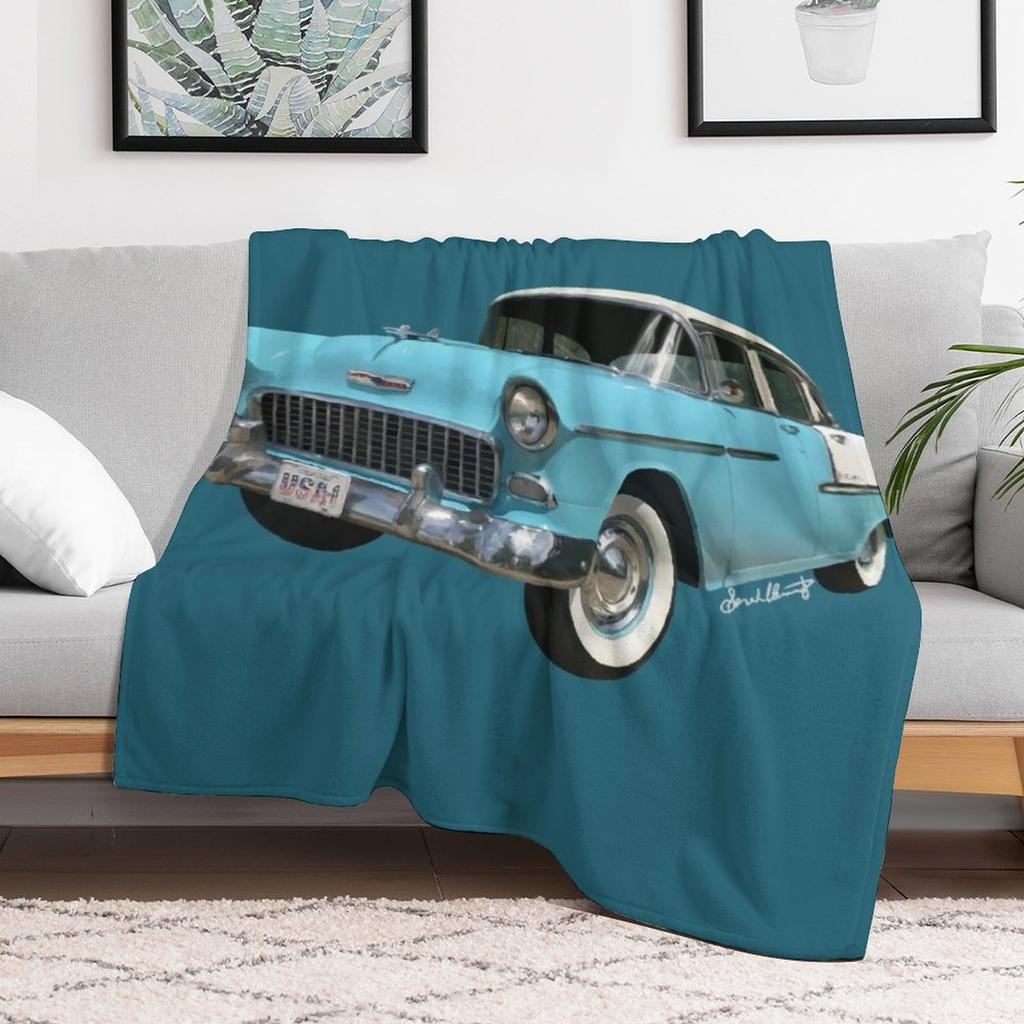 55 Chevy Bel Air Throw Blanket Soft Home Decor Blanket for Couch Bedroom