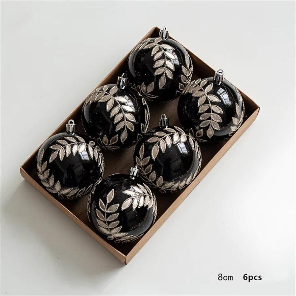 6pcs/set WillowLeaf Design Ball Ornaments Hanging Ball Decoration Christmas Party