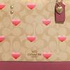 Coach Dempsey 22 Limited Edition Gradient Stripe Heart Pattern Canvas Leather Tote Bag Women Tote Bags Brown Pink CA621-IMOT4