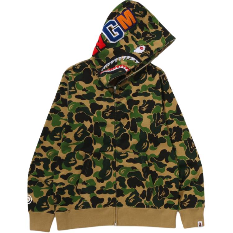 Толстовка Bape Abc Camo с кристаллами и принтом акулы на молнии 1L30-115-008