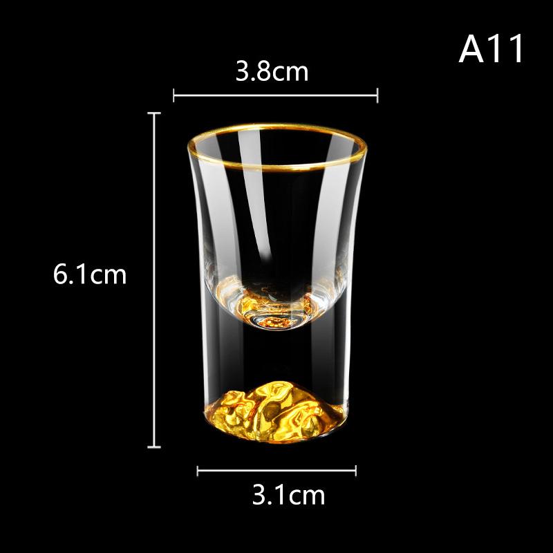 Luxury Crystal Glass Vodka Glass Sake Shochu Glass Bar Liqueur Gold Foil Glass Tea Cup High-end Gifts Hard Liquor Cups