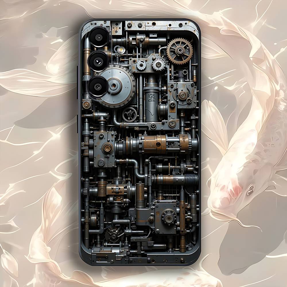 Steampunk Gear Mechanical COOL Phone Case For Samsung Galaxy A73,31,32,72,41,53,52,71,22,5G,Note,J7,8,9 Soft Black Cover