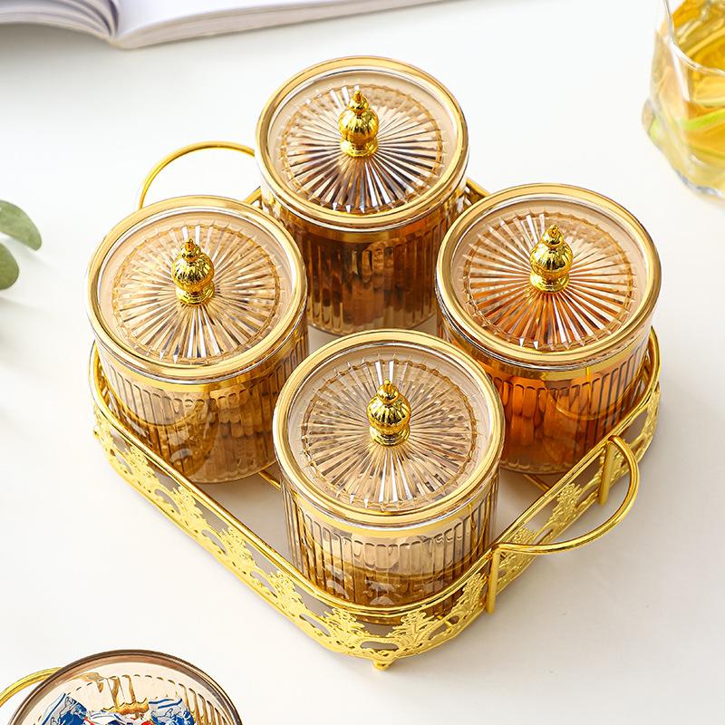 Прозрачная полосатая банка для приправ на кухне, контейнер для хранения зерна, позолоченная банка для сахара, бытовая коробка для приправ, банка для соли