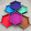 Home Foldable Hexagon Storage Box PU Tray Dice Tray Desktop Storage Box