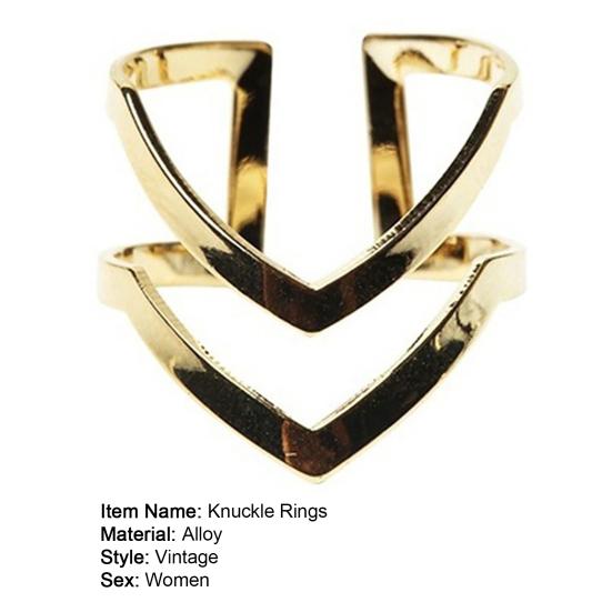 Knuckle Ring Half Opened Jewelry Double V-shaped Adjustable Vintage Women Lucky