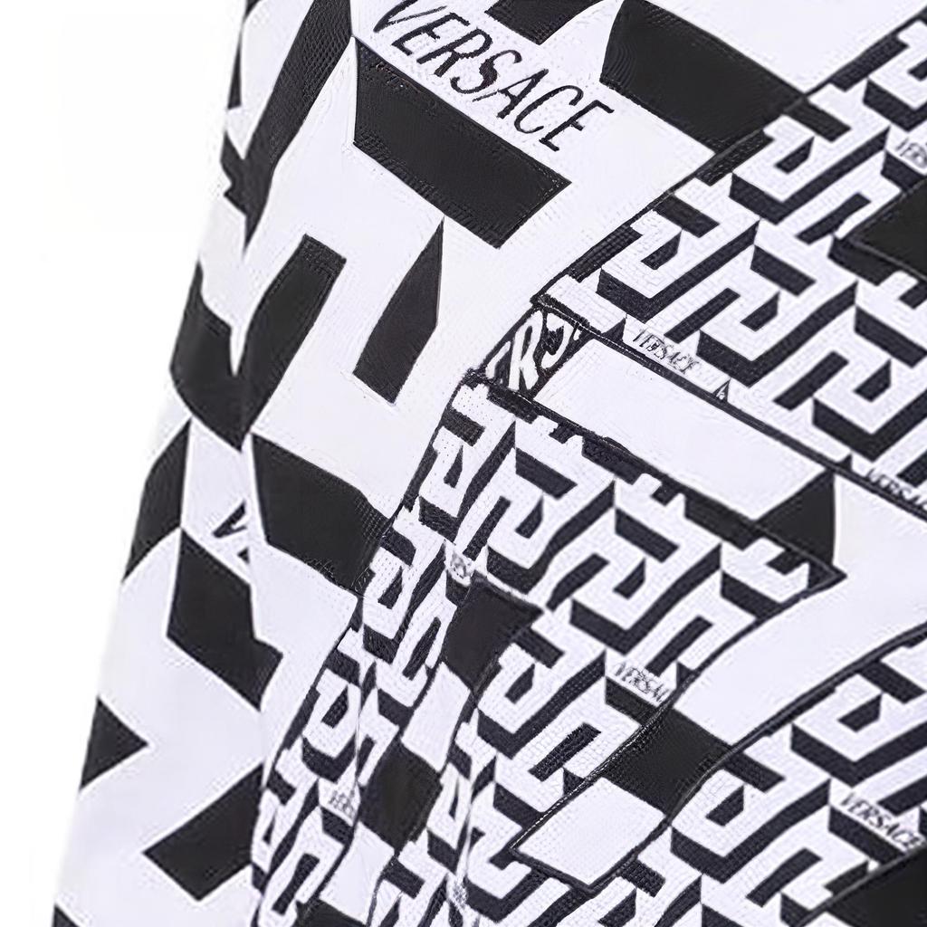 Versace Мужская футболка с принтом из букв SS22, круглый вырез, короткий рукав, хлопок, Топы Черный Белый 1003393-1A023515-L160