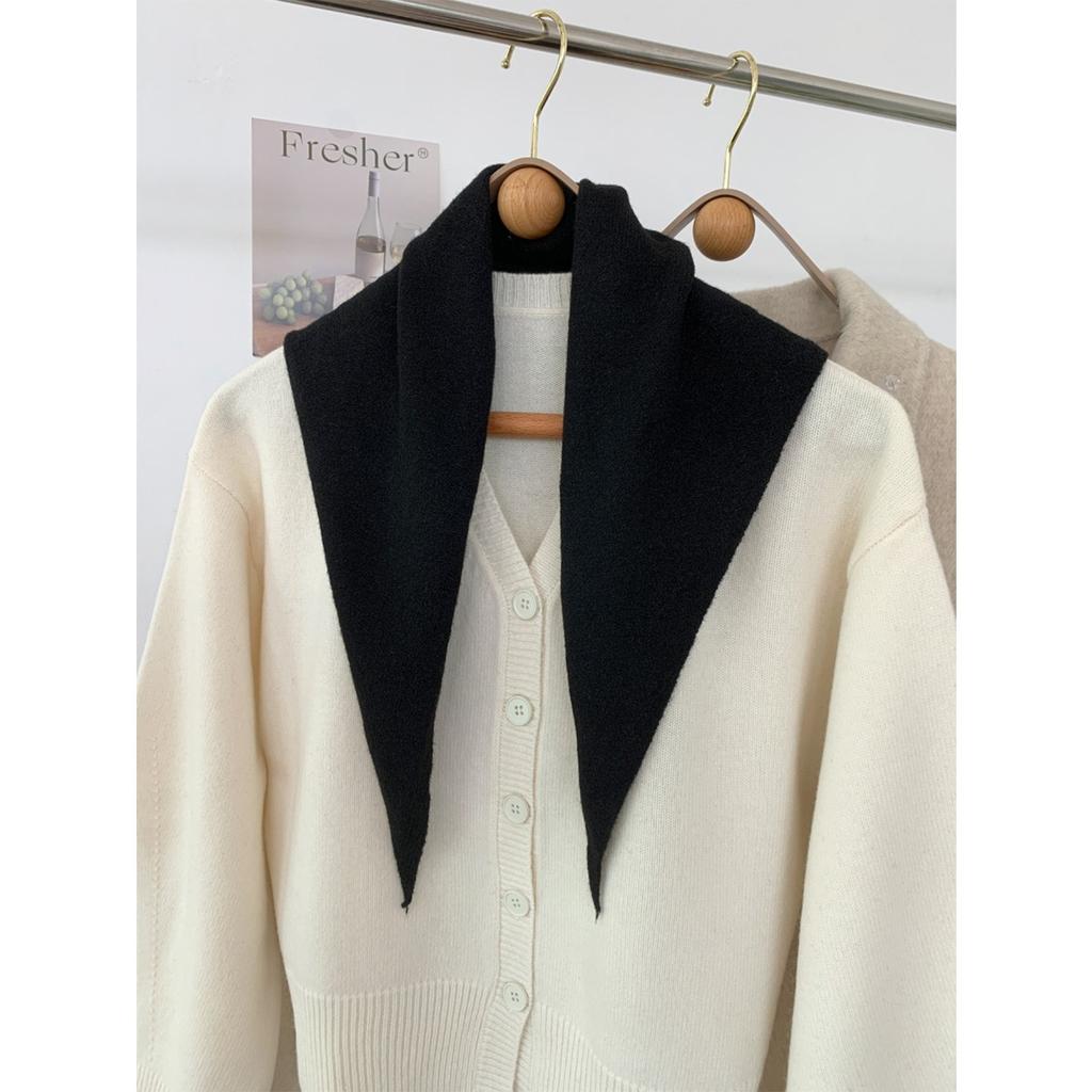 Шерстяной Темперамент, Треугольный Шарф против старения, Вязаная Маленькая Шаль для Женщин на Осень и Зиму, Универсальная Корейская Версия, Завязывается и Носится на Плечах