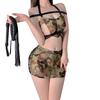 Sexy Lingerie Hot Backless Camouflage Policewoman Cosplay Sexy Bondage Split Hip Skirt Uniform