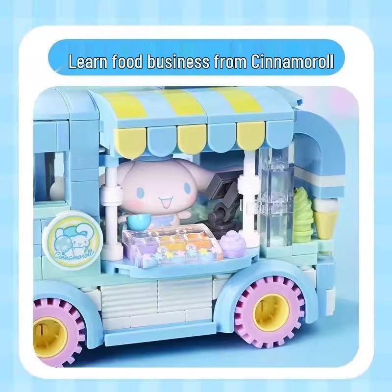Hello Kitty Cinnamoroll Hamburger & Ice Cream Truck Building Blocks Toy