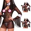 Сексуальный женский костюм для косплея, униформа монахини, прозрачное нижнее белье, экзотические костюмы на Хэллоуин, одежда