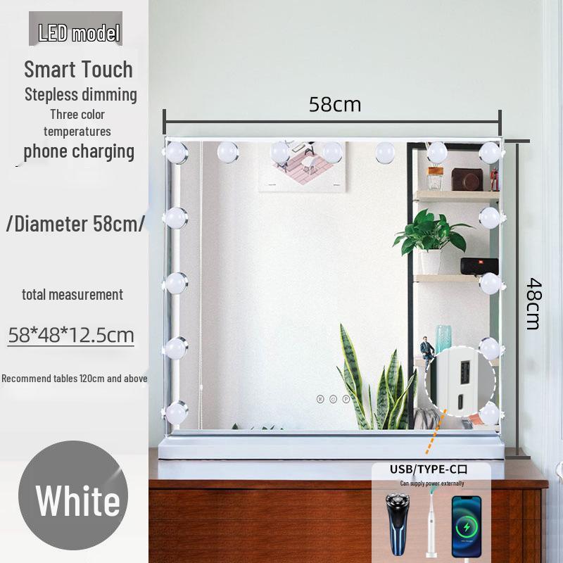 Large Smart HD LED Makeup Mirror with Rechargeable Fill Light