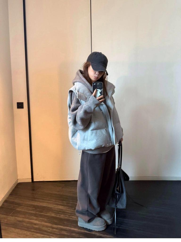 Lazy wind gray stand-up collar cotton jacket vest jacket women's autumn and winter Korean thickened warm stacked sleeveless vest vest vest vest vest