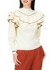 Lily Brown Ruffle Knit Top LWNT214126 OWHT F Women's