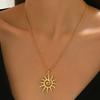 Fashion European and American Style Necklace Personality Creative Sunflower Metal Pendant Design Long Clavicle Chain Niche Jewelry for Women