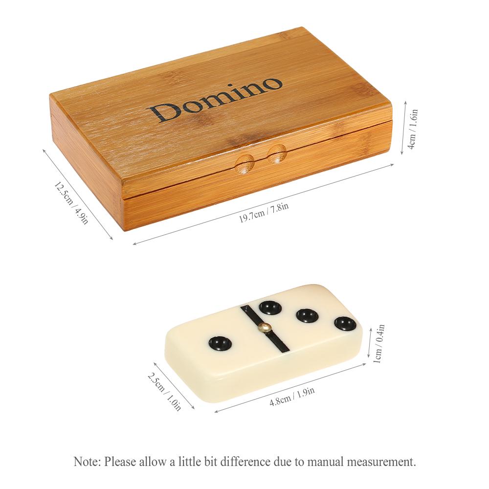 Double Six Dominoes Set Entertainment Recreational Travel Game Toy Black Dots Dominoes