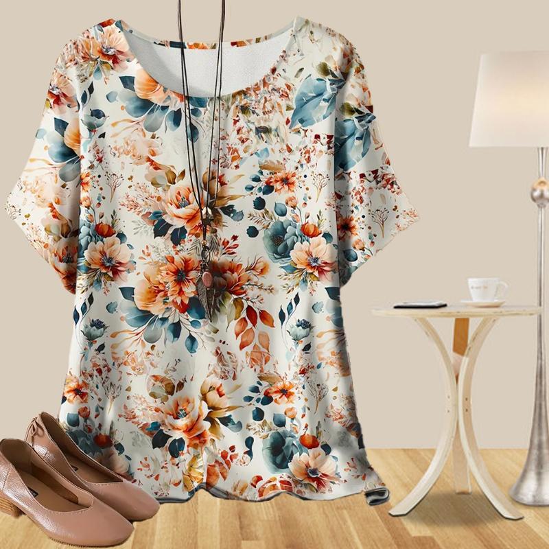 Женская повседневная свободная весенняя рубашка, женские топы с коротким рукавом и принтом в виде рисованных кешью-орехов